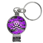 Purple Girly Skull Nail Clippers Key Chain