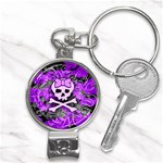 Purple Girly Skull Nail Clippers Key Chain