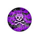 Purple Girly Skull Rubber Round Coaster (4 pack)