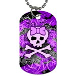 Purple Girly Skull Dog Tag (One Side)