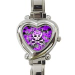 Purple Girly Skull Heart Italian Charm Watch