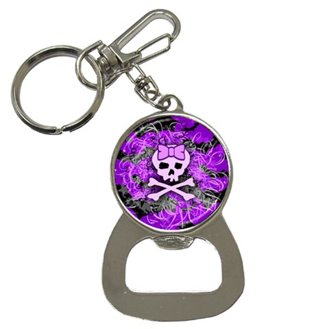 Purple Girly Skull Bottle Opener Key Chain from ArtsNow.com Front
