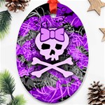 Purple Girly Skull Oval Ornament (Two Sides)