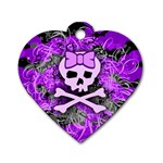 Purple Girly Skull Dog Tag Heart (One Side)