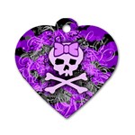 Purple Girly Skull Dog Tag Heart (Two Sides)