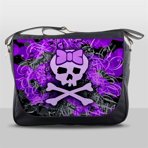 Purple Girly Skull Messenger Bag from ArtsNow.com Front
