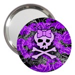 Purple Girly Skull 3  Handbag Mirror