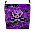 Purple Girly Skull Flap Closure Messenger Bag (Large)