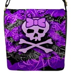 Purple Girly Skull Flap closure messenger bag (Small)