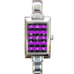 Purple Goth Skulls  Rectangular Italian Charm Watch