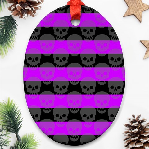 Purple Goth Skulls  Ornament (Oval) from ArtsNow.com Front