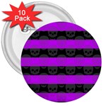 Purple Goth Skulls  3  Button (10 pack)