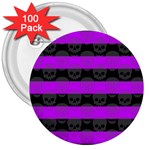 Purple Goth Skulls  3  Button (100 pack)