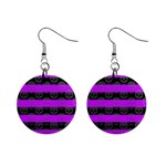 Purple Goth Skulls  1  Button Earrings