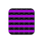 Purple Goth Skulls  Rubber Coaster (Square)