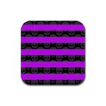 Purple Goth Skulls  Rubber Coaster (Square)