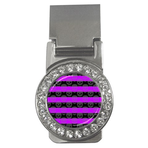 Purple Goth Skulls  Money Clip (CZ) from ArtsNow.com Front