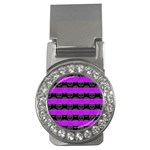 Purple Goth Skulls  Money Clip (CZ)