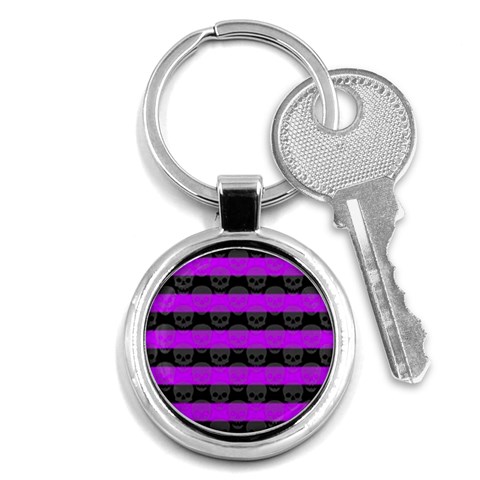 Purple Goth Skulls  Key Chain (Round) from ArtsNow.com Front