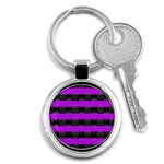 Purple Goth Skulls  Key Chain (Round)