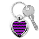 Purple Goth Skulls  Key Chain (Heart)