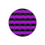 Purple Goth Skulls  Rubber Coaster (Round)