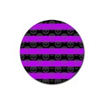 Purple Goth Skulls  Rubber Round Coaster (4 pack)