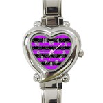 Purple Goth Skulls  Heart Italian Charm Watch