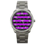 Purple Goth Skulls  Sport Metal Watch