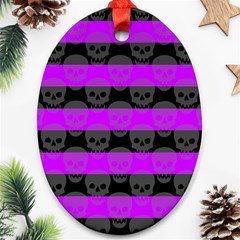 Purple Goth Skulls  Oval Ornament (Two Sides) from ArtsNow.com Front