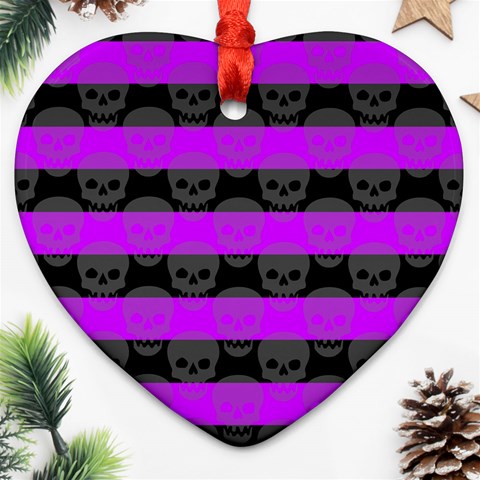 Purple Goth Skulls  Heart Ornament (Two Sides) from ArtsNow.com Front