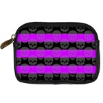 Purple Goth Skulls  Digital Camera Leather Case