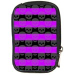 Purple Goth Skulls  Compact Camera Leather Case