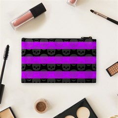 Purple Goth Skulls  Cosmetic Bag (Small) from ArtsNow.com Back