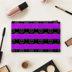Purple Goth Skulls  Cosmetic Bag (Medium) from ArtsNow.com Back
