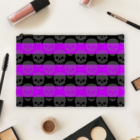 Purple Goth Skulls  Cosmetic Bag (Large) from ArtsNow.com Front