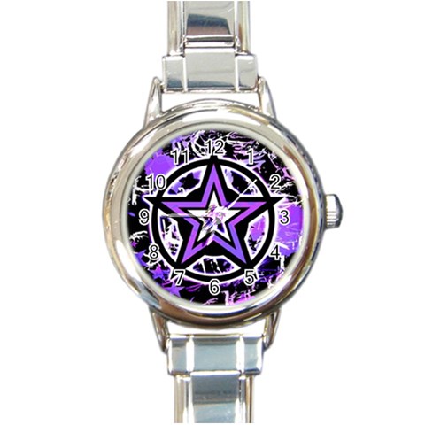 Purple Star Round Italian Charm Watch from ArtsNow.com Front