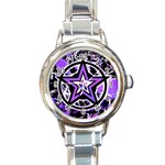 Purple Star Round Italian Charm Watch