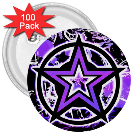 Purple Star 3  Button (100 pack) from ArtsNow.com Front