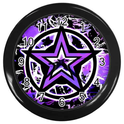 Purple Star Wall Clock (Black) from ArtsNow.com Front