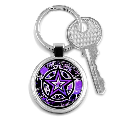 Purple Star Key Chain (Round) from ArtsNow.com Front