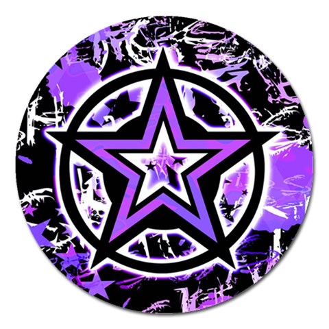 Purple Star Magnet 5  (Round) from ArtsNow.com Front