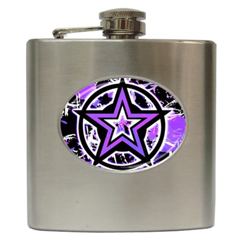 Purple Star Hip Flask (6 oz) from ArtsNow.com Front