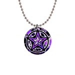 Purple Star 1  Button Necklace