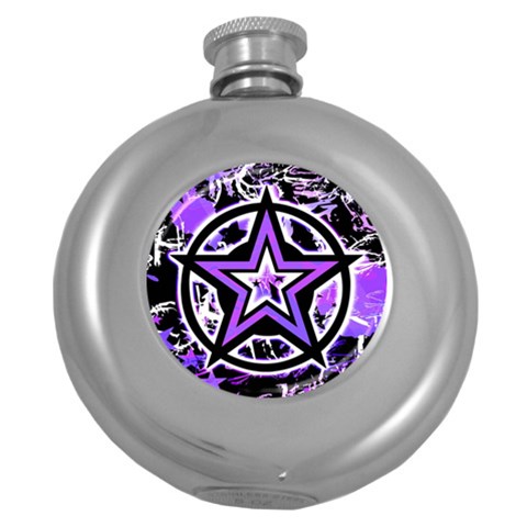 Purple Star Hip Flask (5 oz) from ArtsNow.com Front