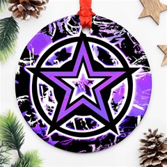 Purple Star Round Ornament (Two Sides) from ArtsNow.com Front