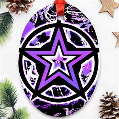 Purple Star Oval Ornament (Two Sides) from ArtsNow.com Front