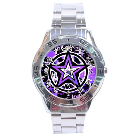 Purple Star Stainless Steel Analogue Men’s Watch from ArtsNow.com Front