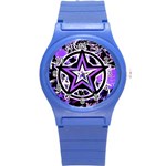 Purple Star Round Plastic Sport Watch Small