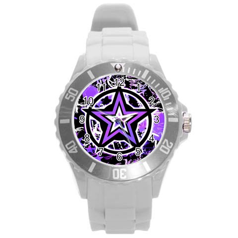 Purple Star Round Plastic Sport Watch Large from ArtsNow.com Front